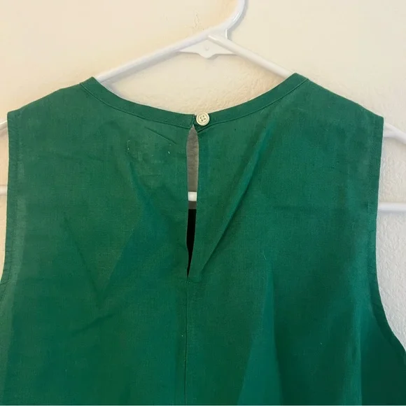 J.Crew Green Embroidered Cotton-linen Tank Blouse - Picture 6 of 7